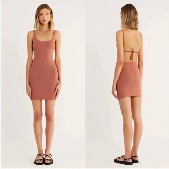 NWT Rumer -S - Women's Gia Mini Dress In Caramel MSRP $179 - Picture 1 of 4